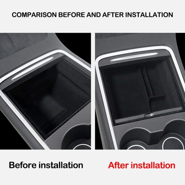 Tesla Model3 Car Central Armrest Storage Box For Tesla Model 3 2021 Accessories Center Console Flocking Organizer Containers New