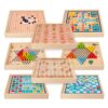 Wooden Multifunction Game Chess Chinese Flying Chess Tabletop Game Portable Durable Chessboard Board Set Kid Family Puzzle Toys