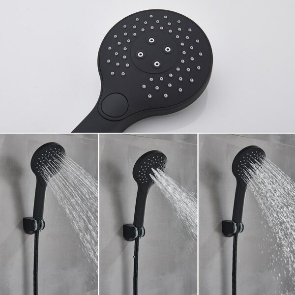 Matte Black Bathroom Shower Faucet Bath Faucet Mixer Tap ABS Hand Shower Head Set Wall Mount Black Shower Control Valve