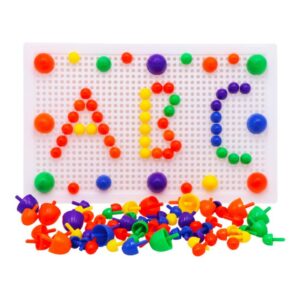 296pcs Colorful Mushroom Nail Puzzle Toy Small Gifts for Kindergarten Pupil Jigsaw Puzzle Game Mosaic Pegboard Flapper