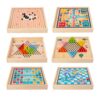 Wooden Multifunction Game Chess Chinese Flying Chess Tabletop Game Portable Durable Chessboard Board Set Kid Family Puzzle Toys