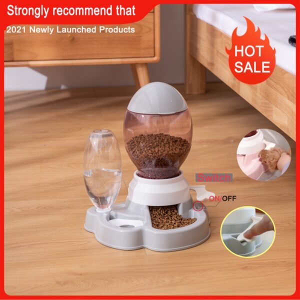 2.2L Pet Dog Cat Automatic Feeder Bowl for Dogs Drinking Water 528ml Bottle Kitten Bowls Slow Food Feeding Container Supplies