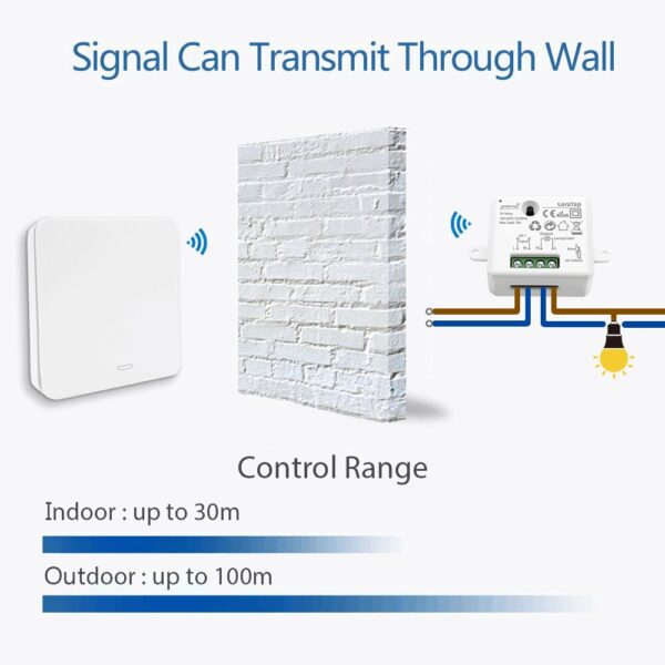 LoraTap Wireless Switch Kinetic No Battery Easy to Install Remote Control Light Ventilator Exhaust Fan DIY Home Improvement