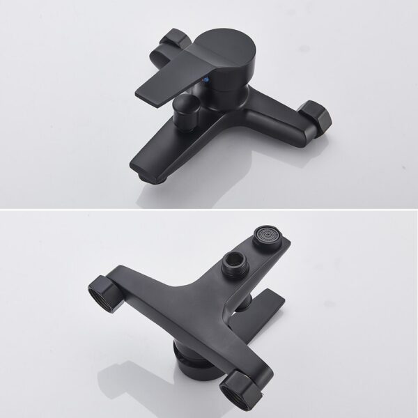 Matte Black Bathroom Shower Faucet Bath Faucet Mixer Tap ABS Hand Shower Head Set Wall Mount Black Shower Control Valve