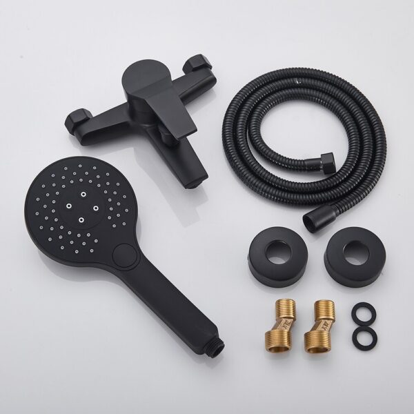 Matte Black Bathroom Shower Faucet Bath Faucet Mixer Tap ABS Hand Shower Head Set Wall Mount Black Shower Control Valve