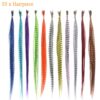 55pcs Multicolor Synthetic Hair Feathers For Hair Extensions DIY Micro Beads Hairpiece Kit Women Feathers Hair Extensions Tools