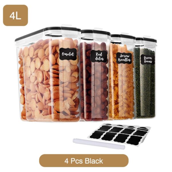 4/8/10 Pieces Set Food Kitchen Storage Box Vacuum Lid Organizer Container Transparent Sealed Cans Plastic Clear Container