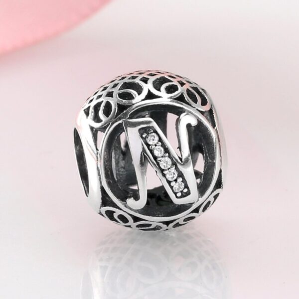 925 Sterling Silver Hollow Beads Letter A to Z trendy Womens Accessories Fit Original JIUHAO Charms Bracelets Jewelry Making