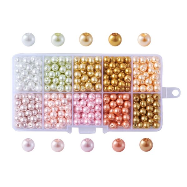 Mixed Color Round Glass Pearl Beads for Necklaces Earrings Bracelets Jewelry Making DIY Accessories Pearlized 4mm 6mm 8mm 10mm