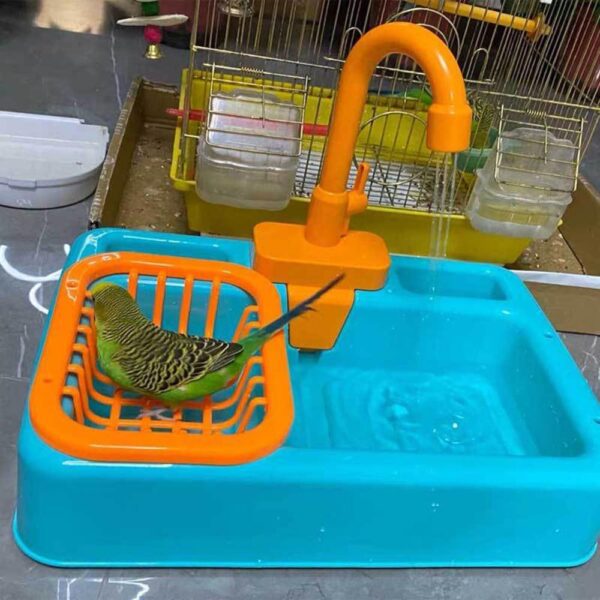 Bird Feeder Automatic Parrot Bathtub Swimming Pool Faucet Parrot Bath Shower Water Dispenser Bird Cage Bathroom Parrot Toys