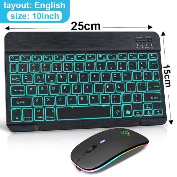 RGB Wireless Keyboard Mouse Combo Russian Spainish Bluetooth Keyboard And Mouse Set Rechargeable Keyboards For ipad Laptop