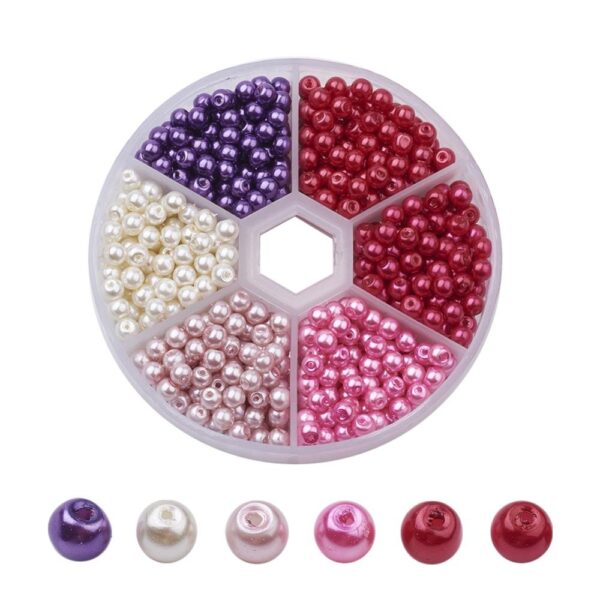 Mixed Color Round Glass Pearl Beads for Necklaces Earrings Bracelets Jewelry Making DIY Accessories Pearlized 4mm 6mm 8mm 10mm