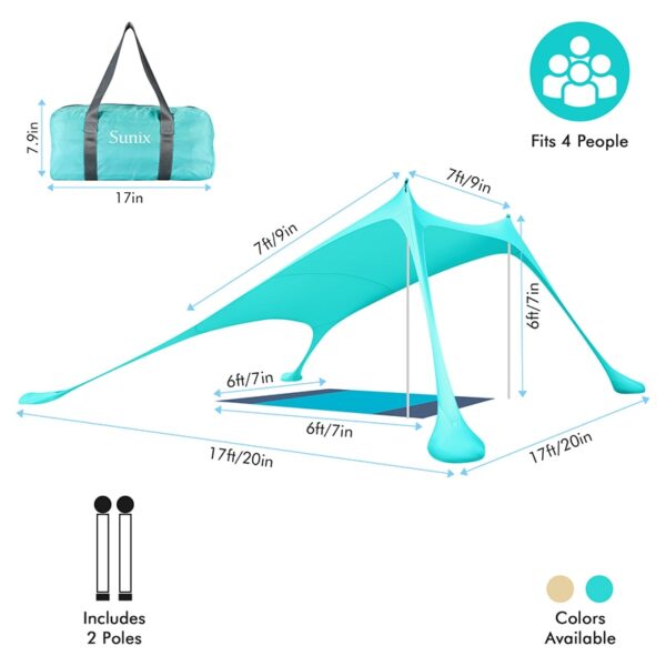 240 X 240 Beach Sunshade Portable Camping Pergola Outdoor Windproof Tent Gazebo Tent Shade Shelter with Sandbag Anchors