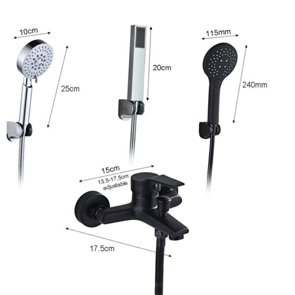 Matte Black Bathroom Shower Faucet Bath Faucet Mixer Tap ABS Hand Shower Head Set Wall Mount Black Shower Control Valve
