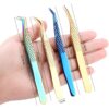 Eyelash Tweezers Excellent Closure Stainless Steel Lash Accessories Tweezers For 3D Volume Lash Extension Supplies Makeup Tools