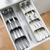 KHGDNOR Plastic Knife Block Holder Drawer Knives Forks Spoons Storage Rack Knife Stand Cabinet Tray Kitchen Cultery Organizer