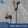 Matte Black Bathroom Shower Faucet Bath Faucet Mixer Tap ABS Hand Shower Head Set Wall Mount Black Shower Control Valve