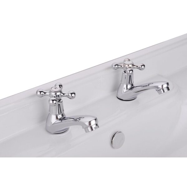 2X Chrome Twin Basin Taps Hot&Cold Water Kitchen Sink Taps Bathroom Water Faucet Mixer Taps Home Improvement Kitchen Accessory