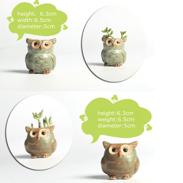 5Pcs/Set Ceramic Owl Shape Garden Flower Pot Desk Plant Pot Creative Design Succulent Planter Pot Home Garden Decoration outdoor