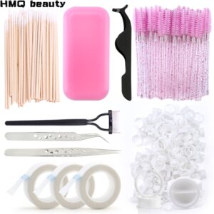 Eyelash Extension Kit Stainless Steel Precision Tweezers Disposable Mascara Brush Cotton Swab Eyelash Accessories Makeup Tools