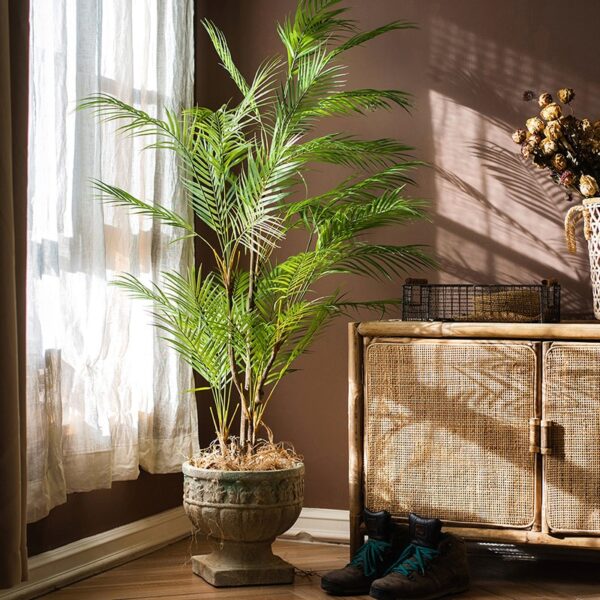 125cm Tropical Palm Plants Large Artificial Tree Branches Plastic Fake Leaves Green Monstera For Home Garden Room Office Decor