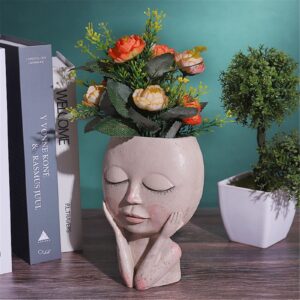 Girls Face Head Ceramic Home Plants Flower Pot Vase Planter Tabletop Decoration Sculpture TableDecoration Flower Vases Portrait