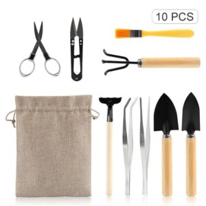 10PCS Garden Planting Tool Set Bonsai Succulent Transplanting Miniature Fairy Garden Planting Gardening Hand Tools for Garden