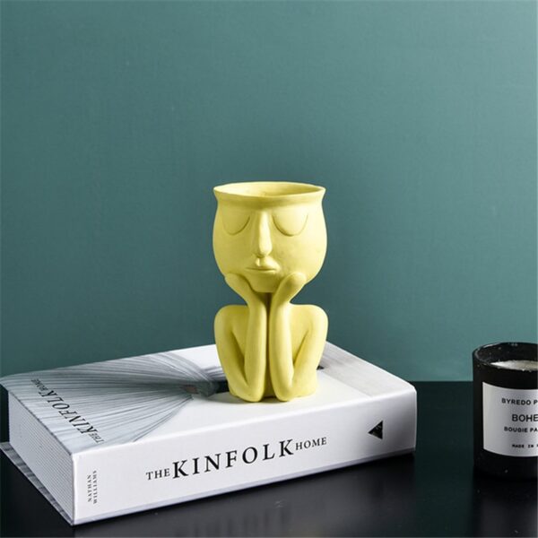 Creative Art Portrait Sculpture Vase Flower Pot Garden Storage Abstract Character Succulents Plant Pot Micro Landscape Decor