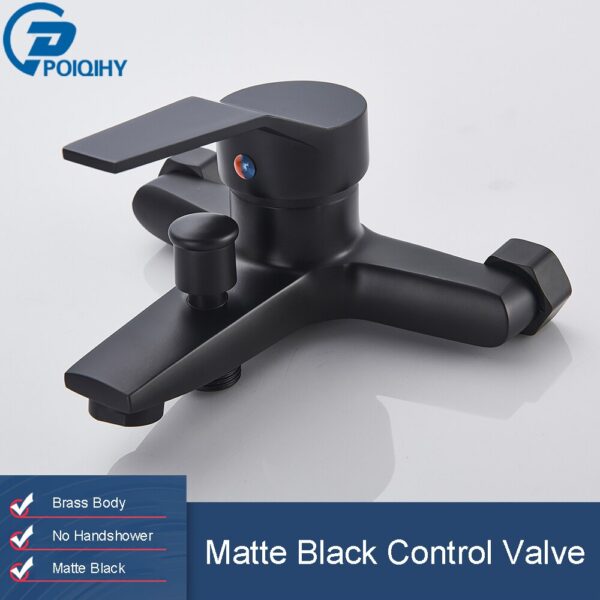 Matte Black Bathroom Shower Faucet Bath Faucet Mixer Tap ABS Hand Shower Head Set Wall Mount Black Shower Control Valve