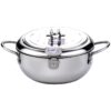 LMETJMA Japanese Deep Frying Pot with a Thermometer and a Lid 304 Stainless Steel Kitchen Tempura Fryer Pan 20 24 cm KC0405