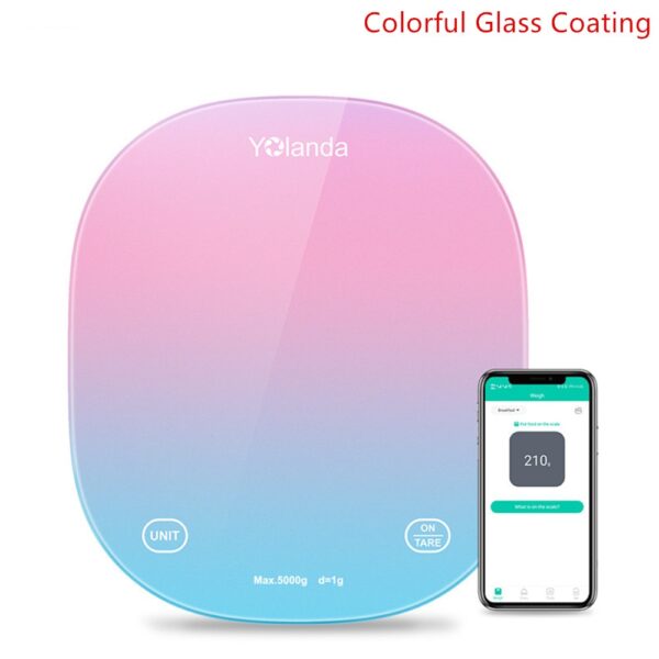 Yolanda 5kg Smart Kitchen Scale Bluetooth APP Electronic Scales Food Weight Balance Weighing Measuring Tool Nutrition Analysis