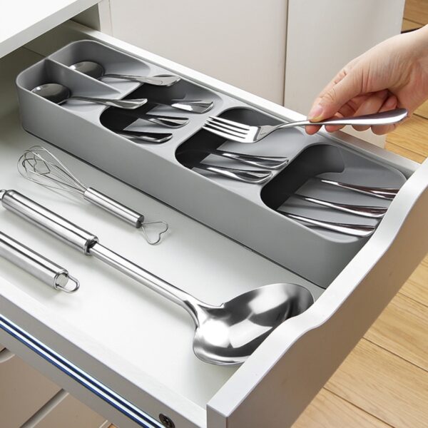 KHGDNOR Plastic Knife Block Holder Drawer Knives Forks Spoons Storage Rack Knife Stand Cabinet Tray Kitchen Cultery Organizer