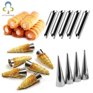6/12/24pcs Kitchen Stainless Steel Baking Cones Horn Pastry Roll Cake Mold Spiral Baked Croissants Tubes Cookie Dessert Tool ZXH