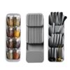 Kitchen Drawer Cutlery Storage Tray Knife Holder Spoon Forks Tableware Organizer Container for Spice Bottles Knifves Block Rack