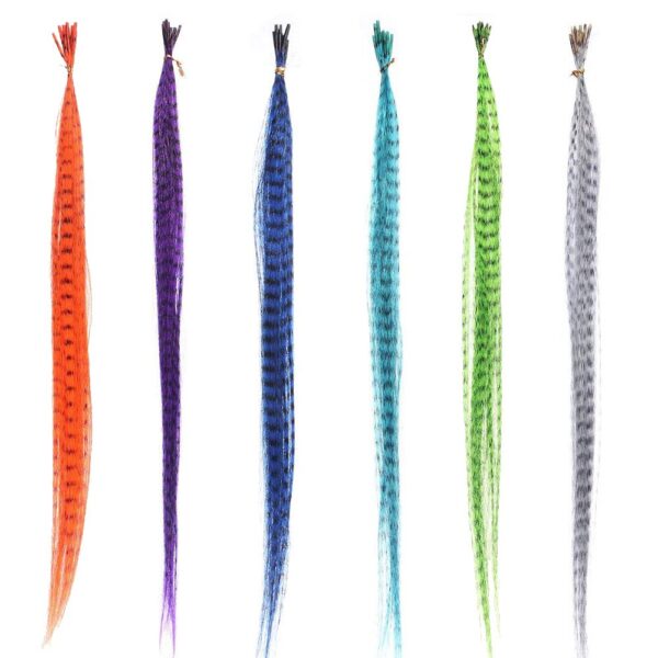 55pcs Multicolor Synthetic Hair Feathers For Hair Extensions DIY Micro Beads Hairpiece Kit Women Feathers Hair Extensions Tools