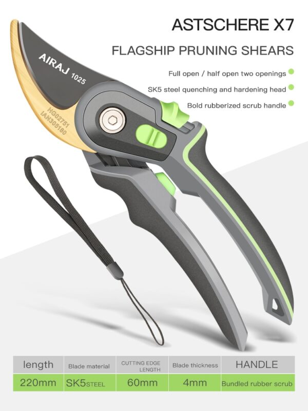 AIRAJ Gardening Pruning Shears, Which Can Cut Branches of 24mm Diameter, Fruit Trees, Flowers,Branches and Scissors Hand Tools