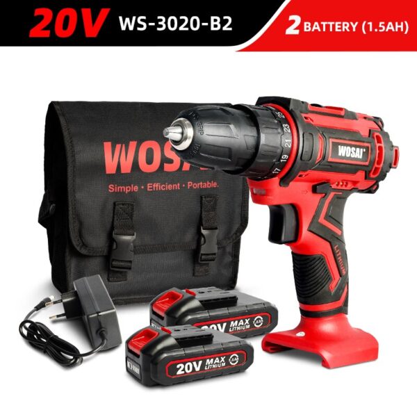 VVOSAI 12V 16V 20V Cordless Drill Screwdriver Electric Drill Power Tools Hand Drill 25+1 Torque Wireless Driver DIY Power Tools