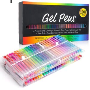 100Pcs Glitter And Neon Gel Pen Set Stationery Gel Pens Office Suppliers Office And School Supplies School Tool Pens For Writing