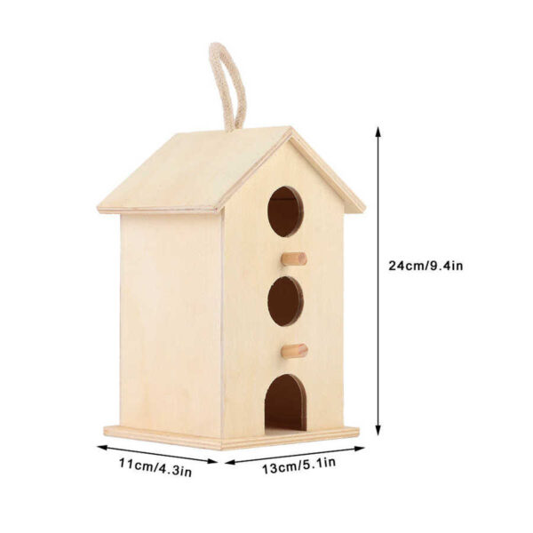 Wooden Bird Nest Hanging Bird House Natural Wooden Bird Cage Resting Place Wall-Mounted Outdoor Birdhouse Wooden Box