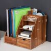 DIY Wooden Magazine Desk Organizers Book Holder Stationery Storage Holder Stand Shelf Rack Multifunctional Case