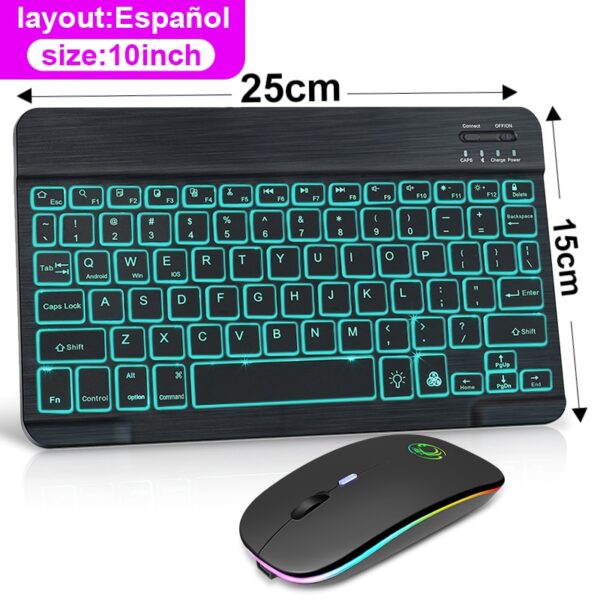 RGB Wireless Keyboard Mouse Combo Russian Spainish Bluetooth Keyboard And Mouse Set Rechargeable Keyboards For ipad Laptop