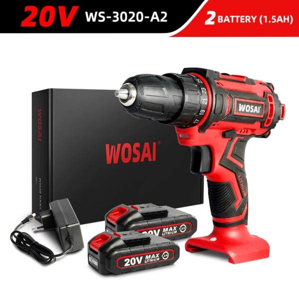 VVOSAI 12V 16V 20V Cordless Drill Screwdriver Electric Drill Power Tools Hand Drill 25+1 Torque Wireless Driver DIY Power Tools