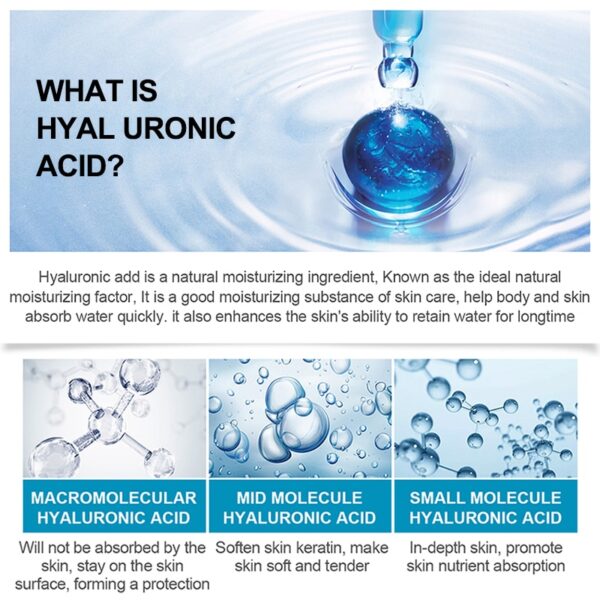VIBRANT GLAMOUR Hyaluronic Acid Face Serum Anti-Aging Shrink Pore Whitening Moisturizing Essence Face Cream Dry Skin Care 15ml