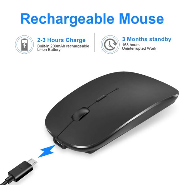 Wireless Mouse Computer Bluetooth Mouse Silent PC Mause Rechargeable Ergonomic Mouse 2.4Ghz USB Optical Mice For Laptop PC