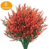 Fake Flowers Artificial Flowers Real Touch Artificial Bouquet UV Resistant Shrubs Plants No Fade Faux Plastic Home Garen Decors