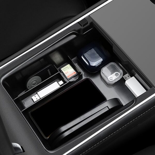 Tesla Model3 Car Central Armrest Storage Box For Tesla Model 3 2021 Accessories Center Console Flocking Organizer Containers New