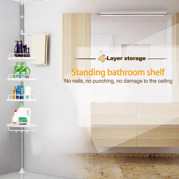 Stainless Steel Bathroom Shelf 4 Shelves Telescopic Adjustable Adhesive Suction Corner Shelves Shower Hardware Bath Fixture HWC