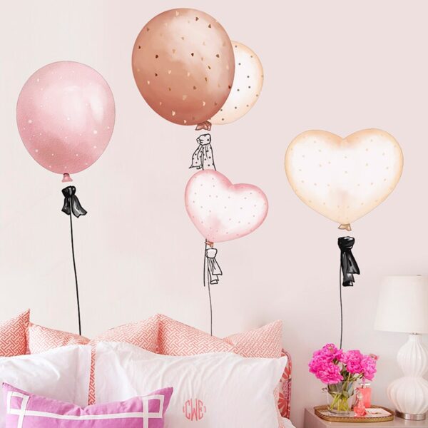 [shijuekongjian] Ballet Girl Dancers Wall Stickers DIY Cartoon Balloons Wall Decals for Kids Rooms Baby Bedroom House Decoration