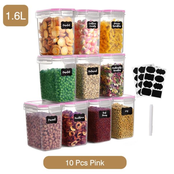 4/8/10 Pieces Set Food Kitchen Storage Box Vacuum Lid Organizer Container Transparent Sealed Cans Plastic Clear Container
