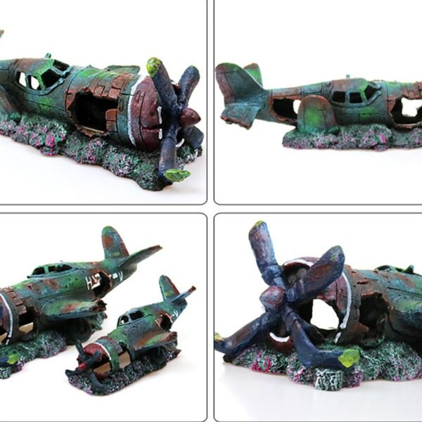 Underwater Mini Wreckage Resin Craft Fish Tank Artificial Plane Wreckage Ornament Aquarium Landscape